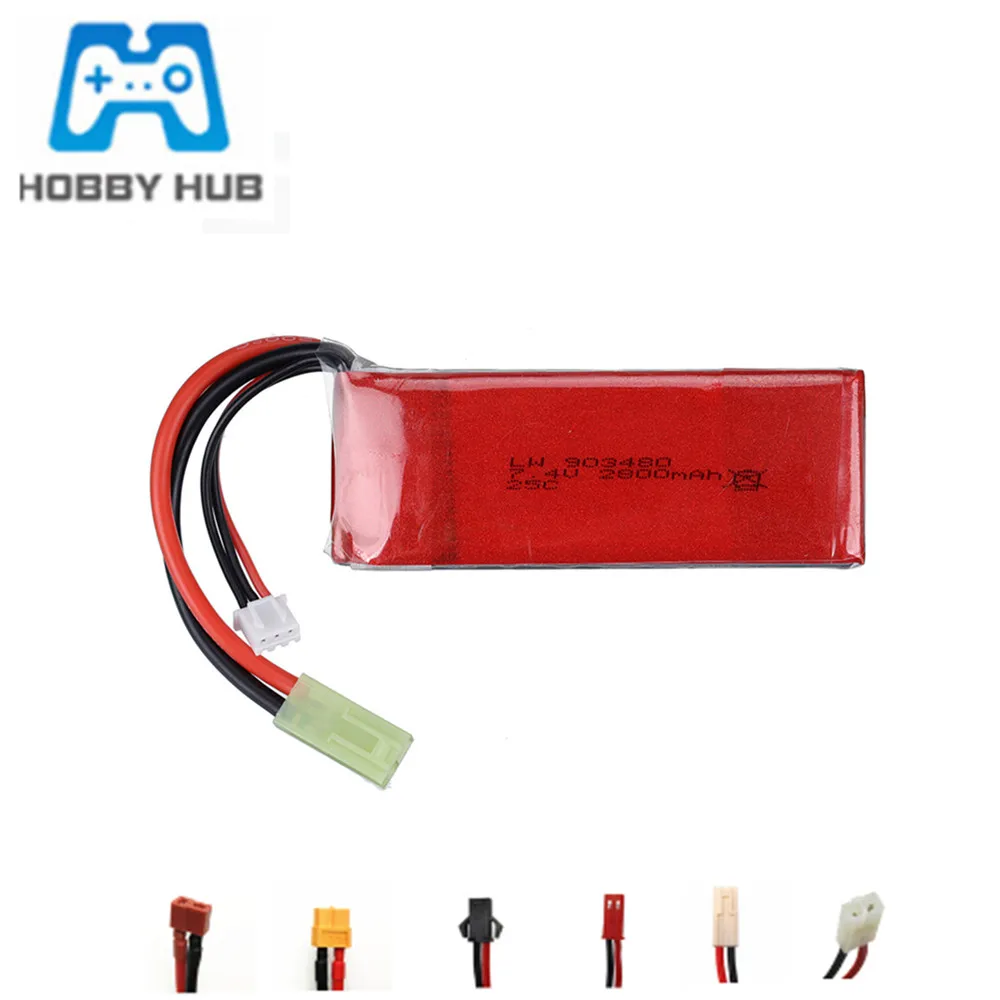 Литий-Полимерный Аккумулятор 7,4 в 2800 мА · ч для FT009 Udi UDI902 144001 A959 12428 12423, запчасти для радиоуправляемых лодок, аккумулятор 2S 7,4 в 2800 мА · ч 25C батареи для радиоуправляемых игрушек