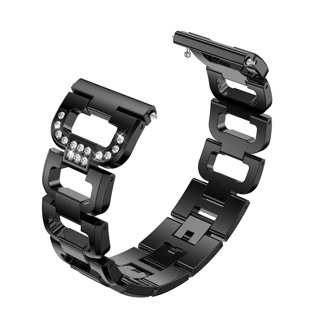 Модный ремешок для часов с кристаллами металлический Fitbit Versa 2 из нержавеющей
