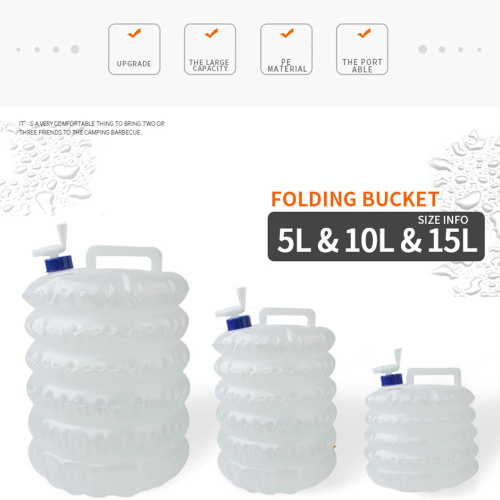 

5L 10L 15L Outdoor PE Telescopic Bucket Folding Bottle Water Bag Camping Foldable Water Containers Car Bucket Camping Picnic BBQ