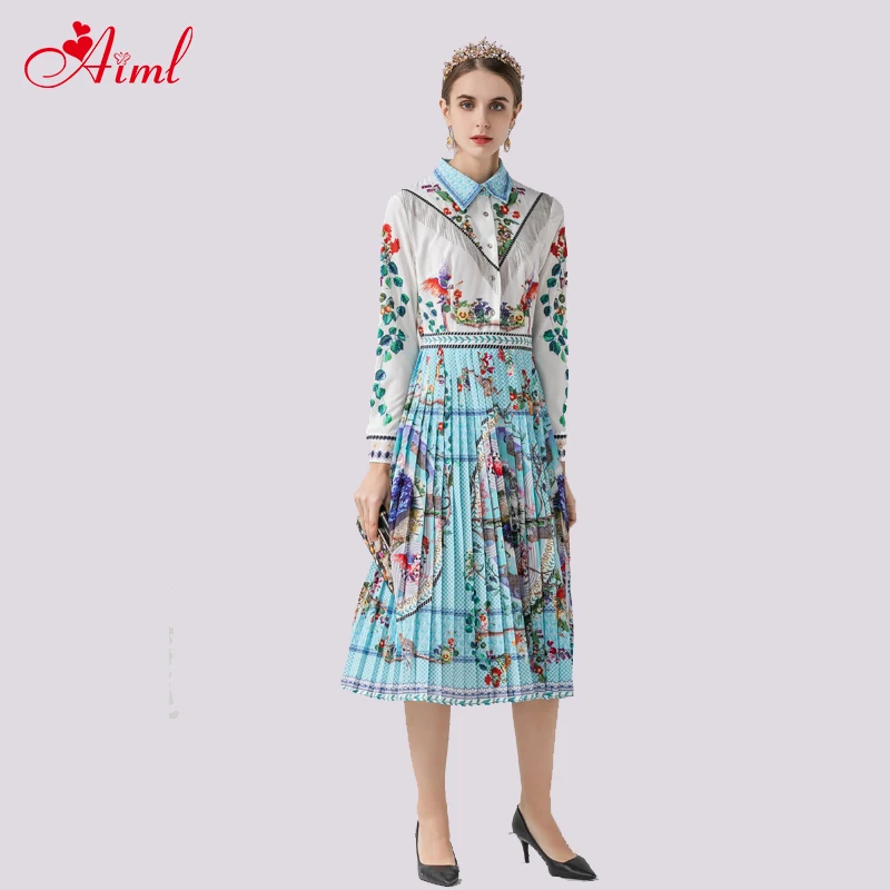Дизайнерское осеннее офисное платье moda feminina с длинным рукавом украшенное