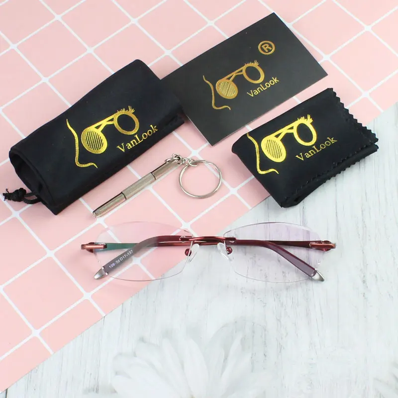 Стразы очки для чтения женщин с пурпурными линзами роскошные без оправы + 100 150 200