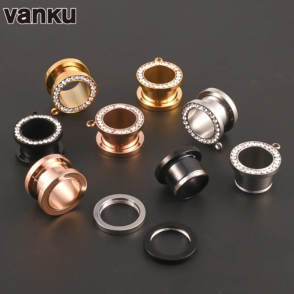 Vanku 2pcs DIY Dangle Double Flared Stainless Steel Ear Plugs Piercing Screw Tunnels Stretchers Body Jewelry Earrings Expander images - 6