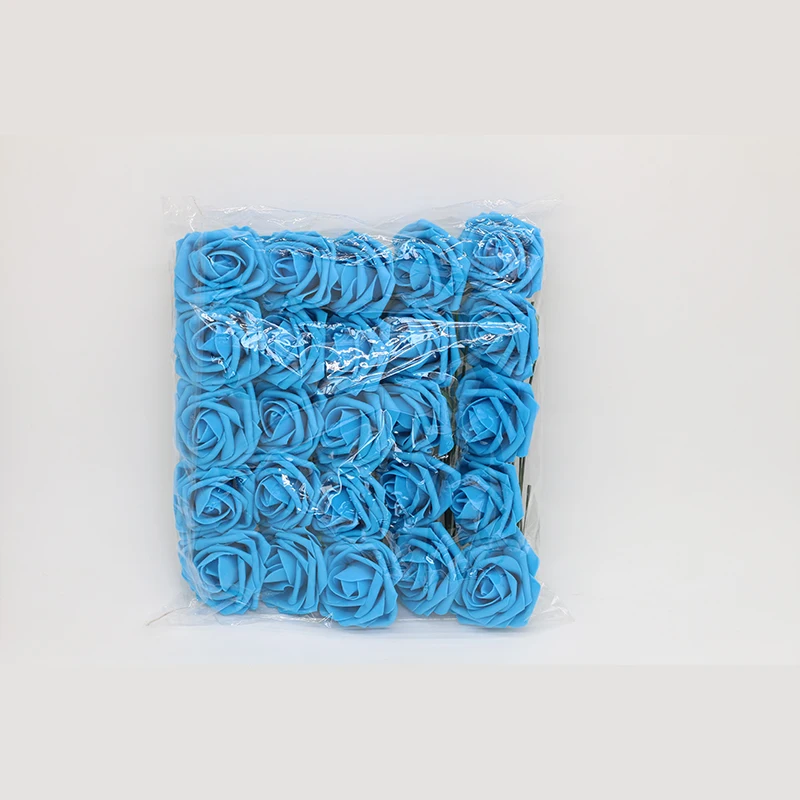 Бирюзовые синие розы Искусственные Свадебные цветы 8 см искусственные 100 стеблей