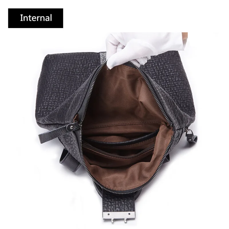 

GAGACIA Women Fashion Backpack Black Daily High Quality Leather Backpack For Female Diamond Travel Backpacks Personalized Lock