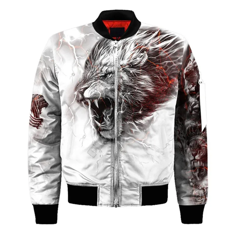 Lion Warrior Amor Tattoo Bomber Jackets 3D Printed Flight Jacket Women For Men fashion winter autumn warm zipper coat