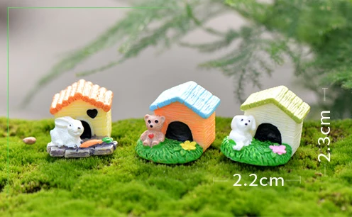 Полимерная собака медведь животное мини дом домашнее здание микро технические