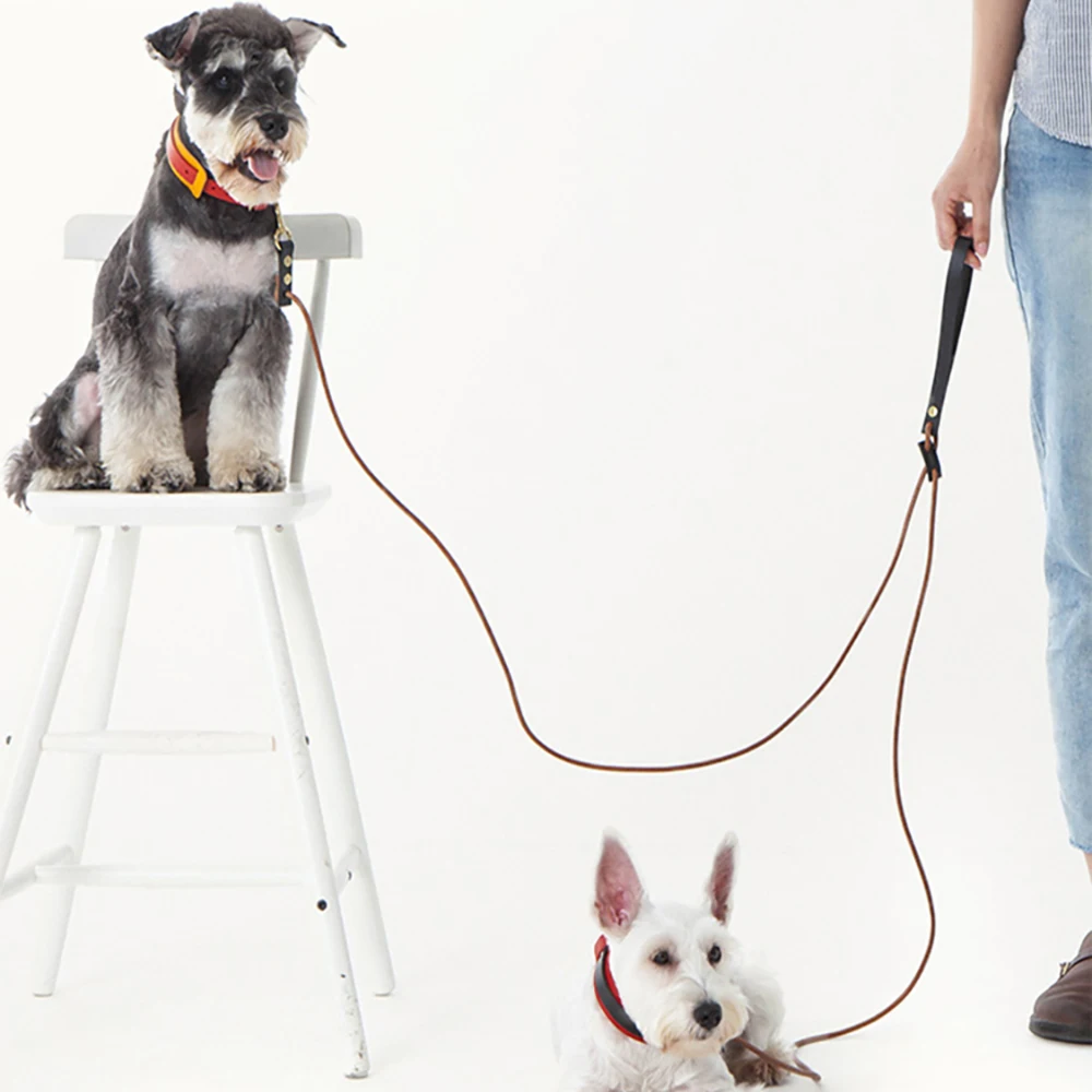 Кожаный поводок ручной работы для собак прогулочный бега портативный