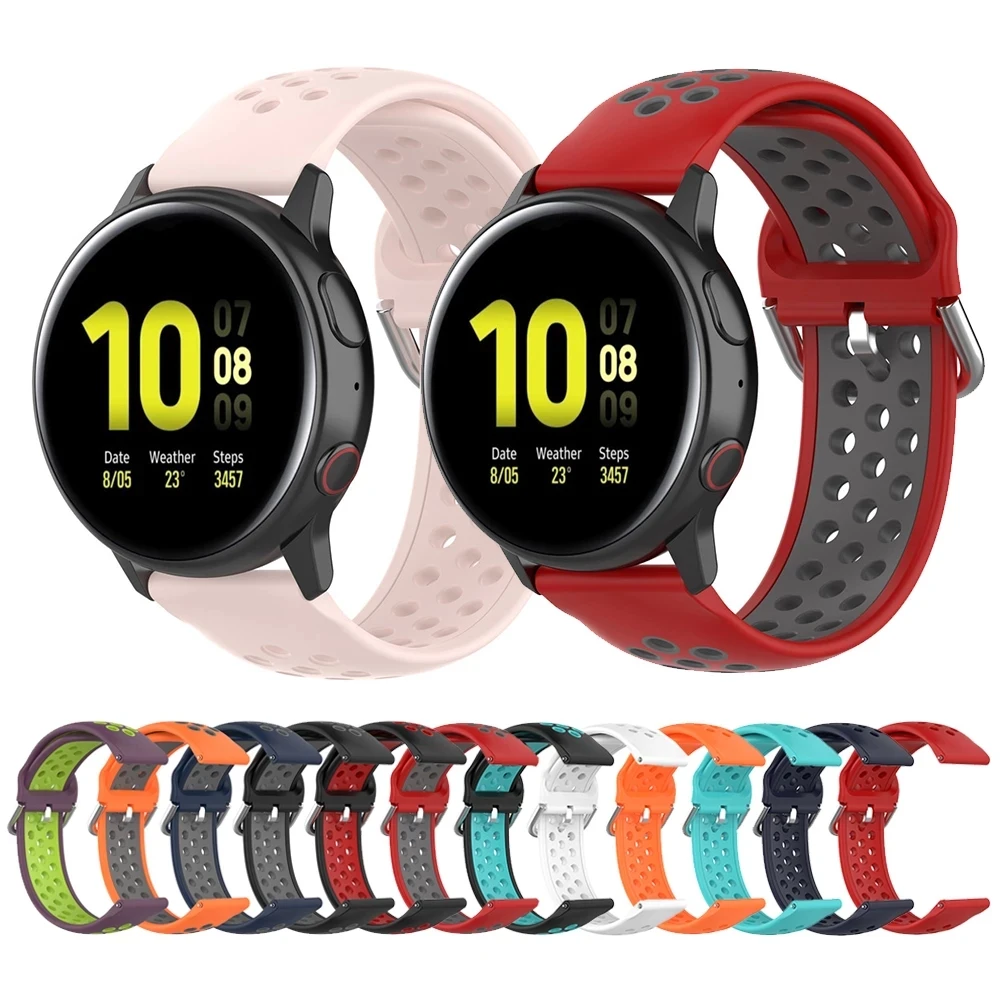 

20mm/22mm watch band for Samsung Galaxy watch 3/46mm/42mm/Active 2/Gear S3 Frontier Silicone bracelet Huawei GT/GT2/2e/Pro strap