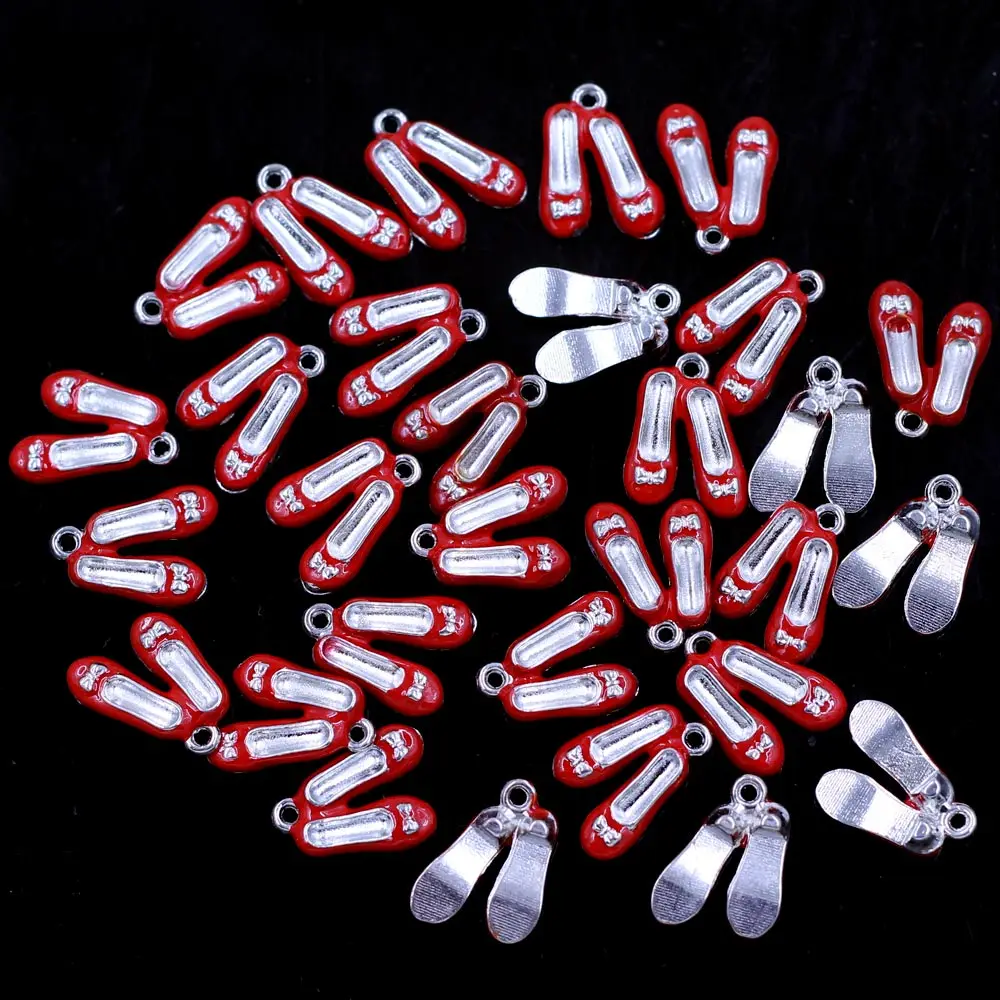 

Pendants Enamel Dance Shoes Silver Tone Red Jewelry Making Findings Charm 19x14mm 50Pcs