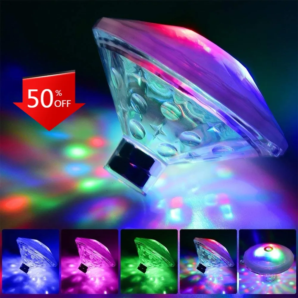 

Waterproof Swimming Pool Lights Floating Underwater LED Pond Lights For Hot Tub Baby Bathtub Fountain Pool Party Pond Decoration