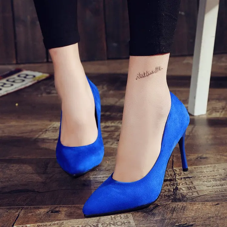 Женские туфли лодочки из флока Классические свадебные с острым носком красного и