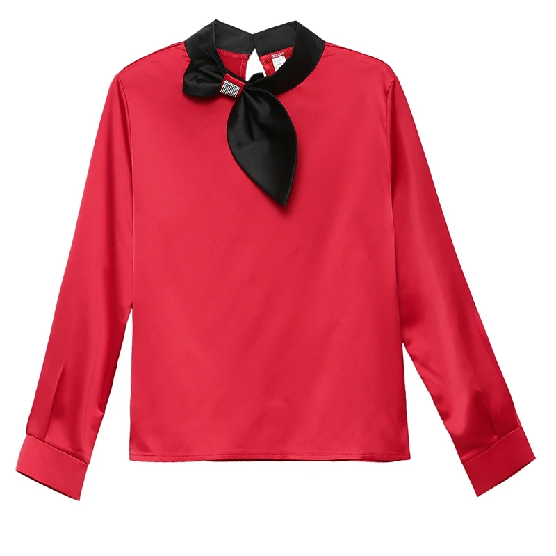 

Fashion Bow Stand Collar Chiffon Blouse Women Shirts Korean Long Sleeve Shirt Women Tops Plus Size Women Blouses Blusas Mujer