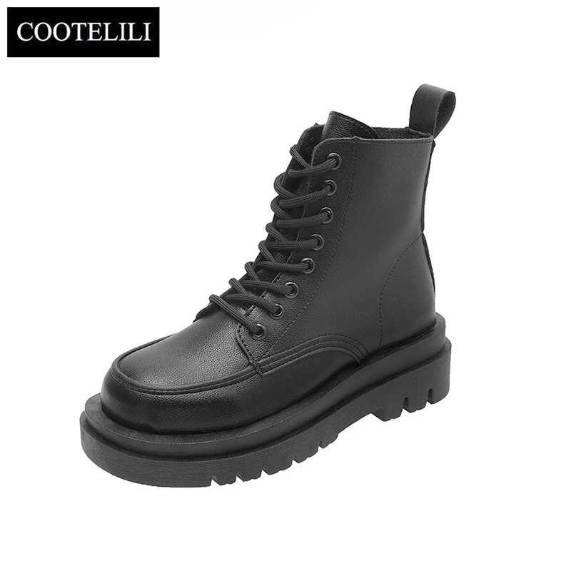 

LIBIELIy Womens Ankle Boots Square Toe Lace Up 5cm Heel Non-Slip Nice Pop Fashion Warm Shoes For Woman Platform Casual 35-39