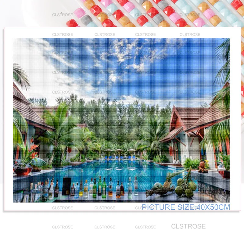 

Diy Diamond Painting Green Garden Home Decoration Square Diamond Round Diamond Modern Home Living Room Decoration