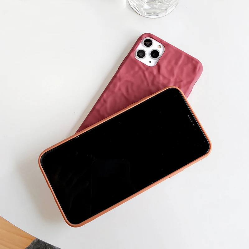 Сплошной Цвет Ретро морщин чехол для телефона для iphone 11 11Pro Max чехол s для iphone X XR XS Max 7 6 6S 8 Plus задняя крышка Capa