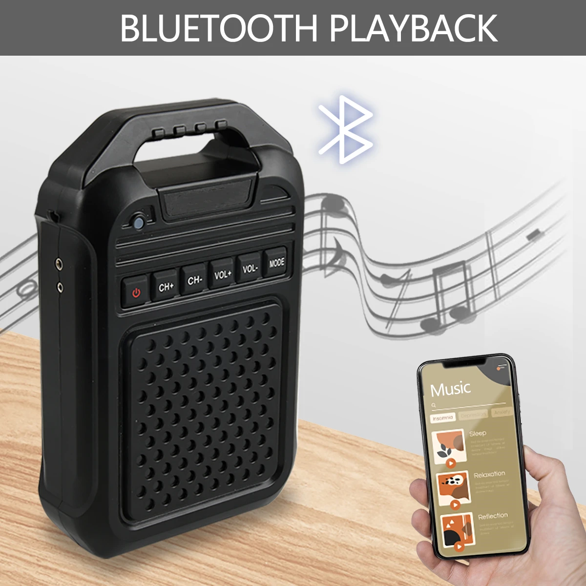 Новая рация громкий динамик Bluetooth портативный CB радиоприемник 400-480 МГц УВЧ