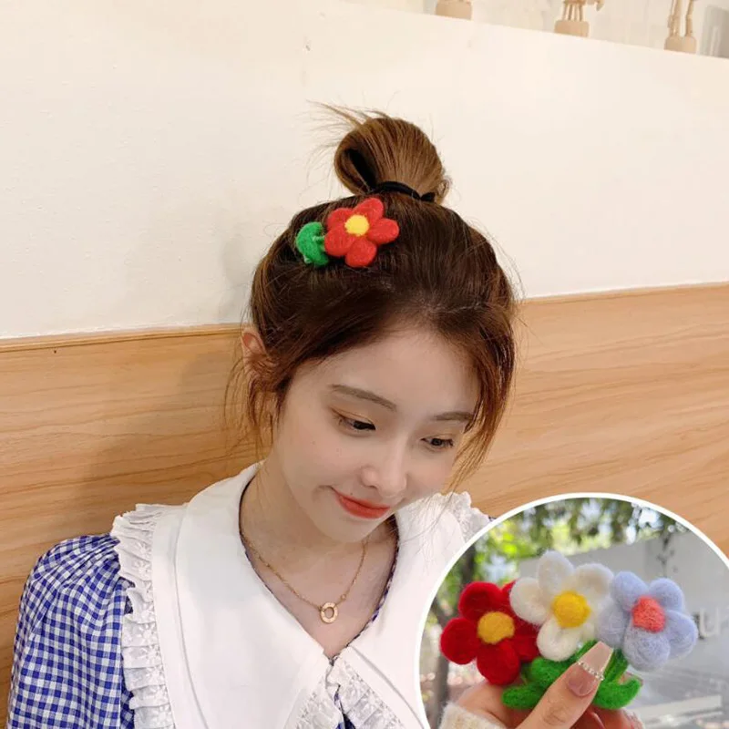 

1 Pcs Children Cute Lamb Wool Cartoon Flower Ornament Hair Clips Baby Girls Sweet Faux Fur Hairpins Kids Hair Accessories