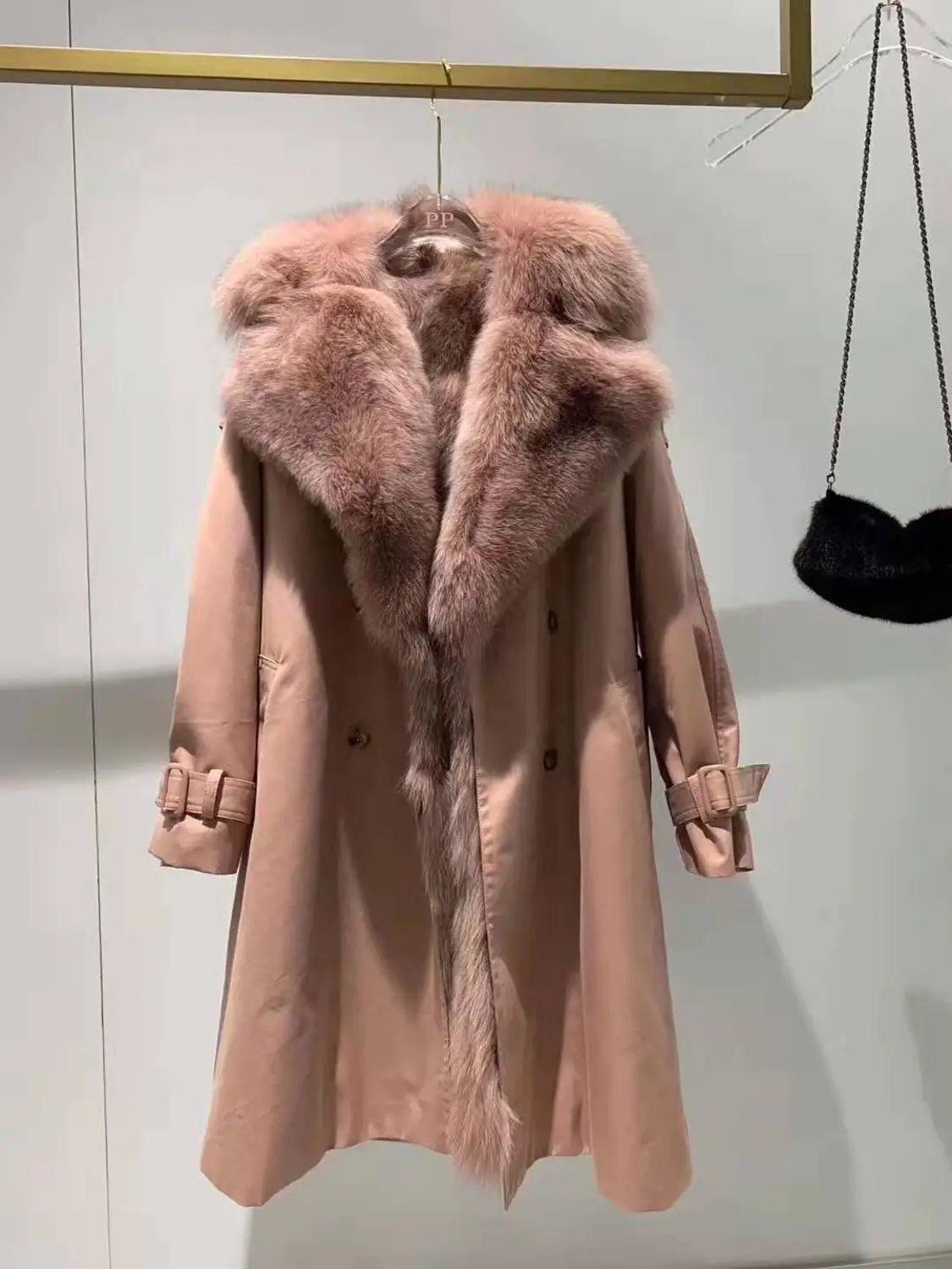 

Real Fur Winter Parka Coat Women 2021 New Arrival Oversized Fox Collar Thick Warm Jacket Lady Natural Rex Rabbit Linner FN005