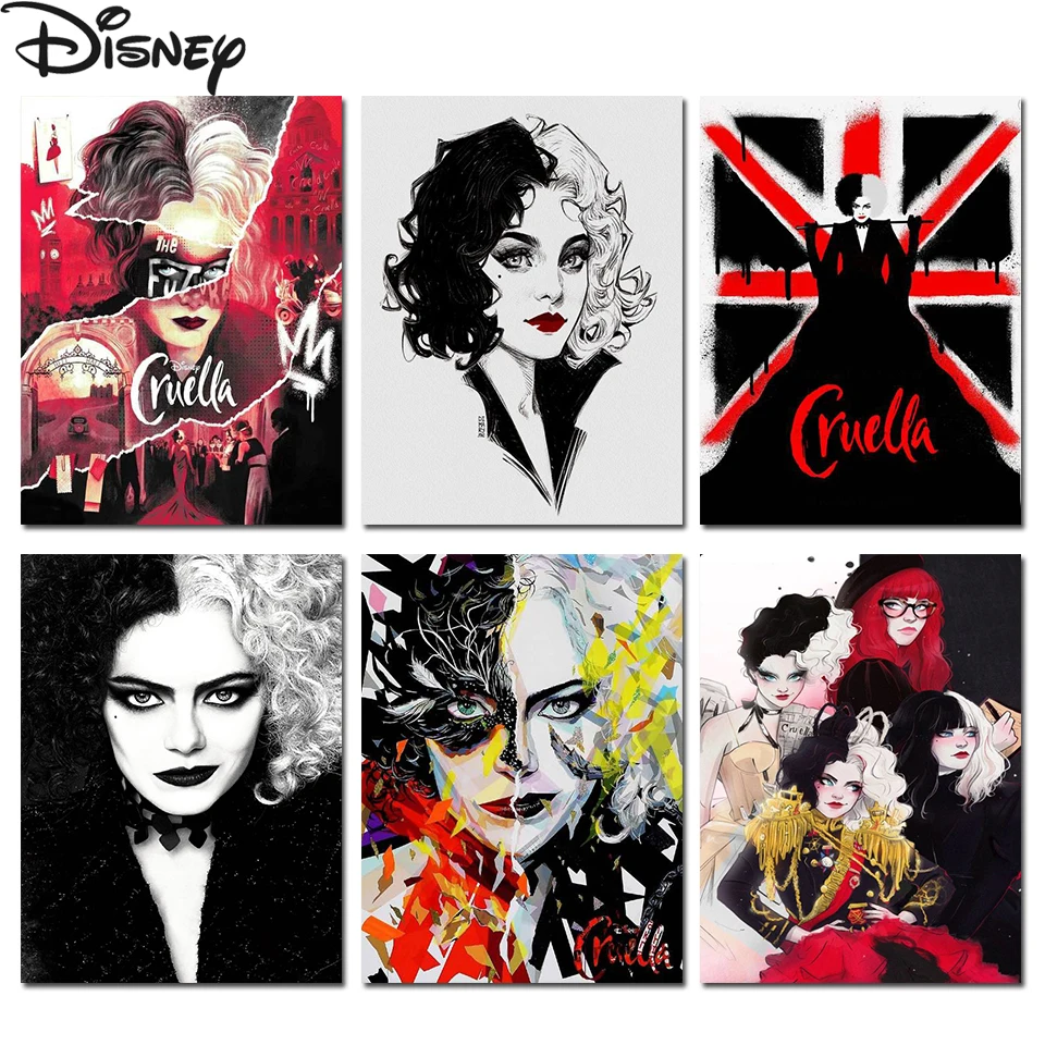 

5D DIY Disney Diamond Painting Cruella Fashion Wicked Girl Diamond Embroidery Mosaic Bad Girl Cross Stitch Set Home Decor Gift