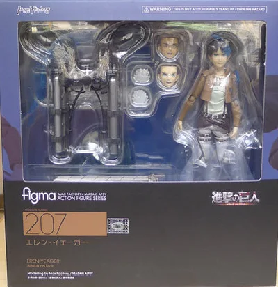 Аниме атака на Титанов ПВХ Фигурки Eren Mikasa Ackerman Levi Rivaille Figma 203 207 213 фигурка коллекционная игрушка - Цвет: with box