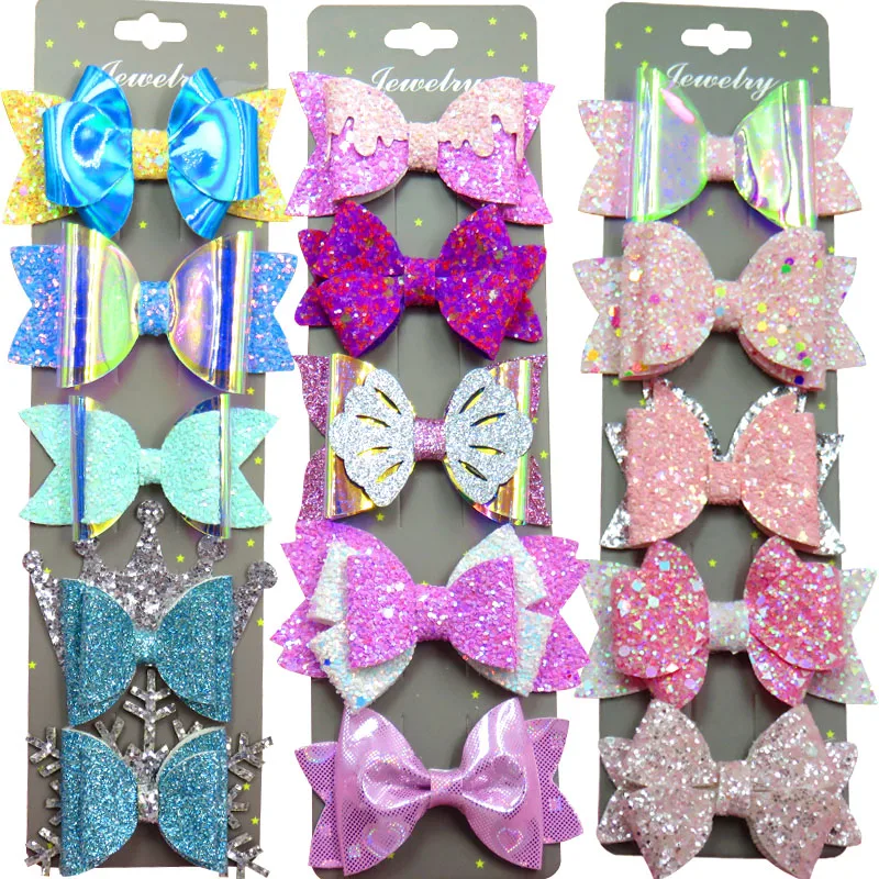 

10PCS/2Cards Lovely Diff Style Ties Bows Creativity Hairpins For Baby Girls Clip Pins Barrette Scrunchy Kids Hair Accessories
