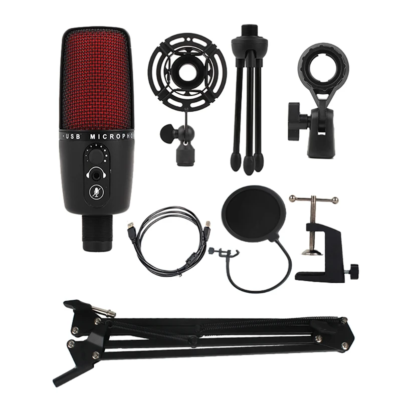 

Condenser Microphone Set 192K 24Bit USB Microphone for Computer / Game /PC Live Conference Wired Microphone