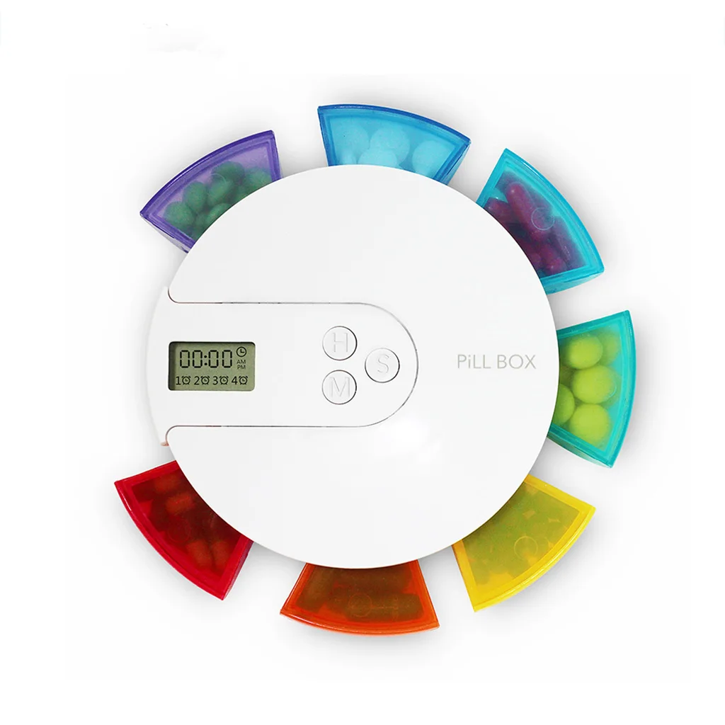 

7 Grid Pill Cases Splitters Box Electronic Timing Reminder Alarm DIY Digital Organizer Medicine Holder