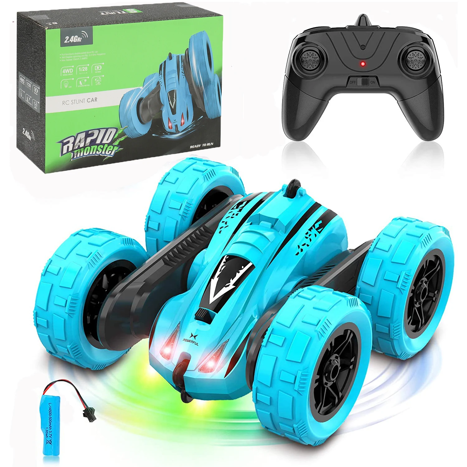 

Roclub 4WD RC Car 2.4G Radio Remote Control Car 1:24 Double Side RC Stunt Cars 360 Reversal Vehicle Model Toys For Children Boy