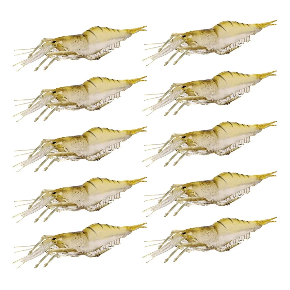 

10Pcs/Lot Silicone Baits 4cm 10g Soft Fishing Lure Gold Artificial Shrimp Bait No Hook Fishing Tools