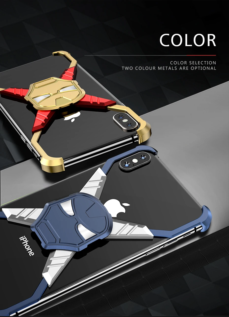 RIron Man дизайнерский металлический чехол для Iphone X XS чехол персональный металлический бампер чехол для Iphone XS Max анти-шок и противоударный чехол