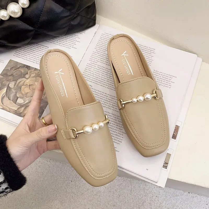 

The new paragraph of the flat bottom casual non-slip lazy retro girls package head half slippers good-shoes