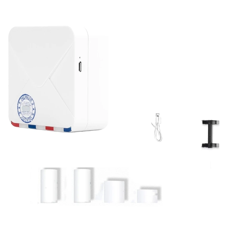 

M02S Mini Photo Printer Portable Thermal Printer Bluetooth Receipt Printer, 300DPI with 4 Paper Roll and 1 Paper Holder,