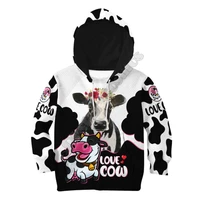 dairy cattle 3d printed hoodies family suit tshirt zipper pullover kids suit sweatshirt tracksuit 05