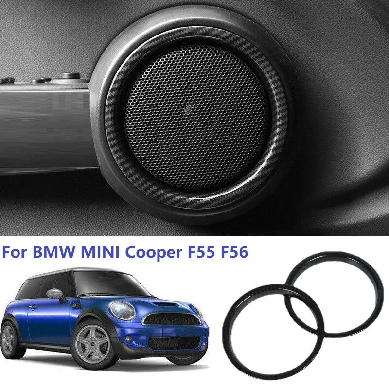 

2PCS For BMW MINI Cooper F55 F56 2014-2020 Carbon Fiber ABS Interior Door Speaker Cover Trim Car Interior Mouldings