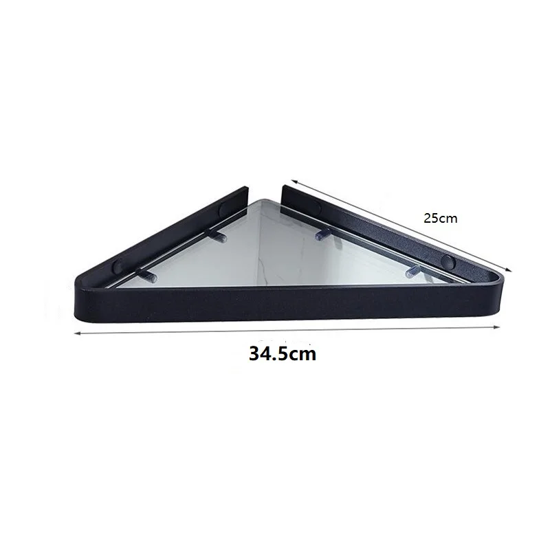 

Bathroom Shelf Aluminum Shower Shelf Glass Shower Shelf Black Finish Storage Suction Basket Storage Rack Bathroom Accessory
