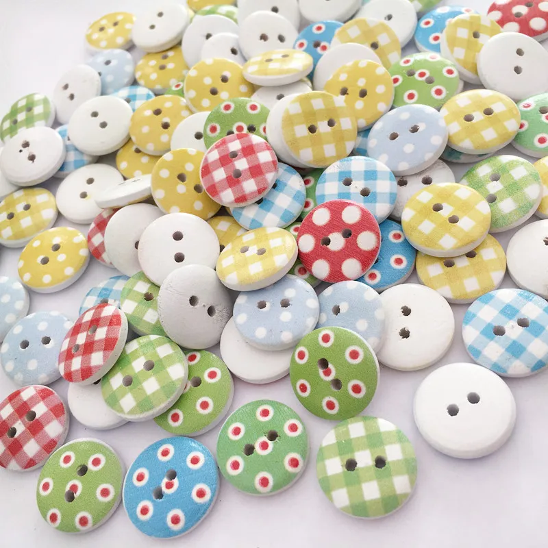 500 микс разноцветных 15 мм в клетку горошек рустикальная клетка ручной работы