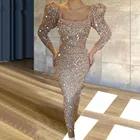 Женское вечернее платье-русалка, розовое золотистое платье с блестками, длинное платье для выпускного вечера, платье в арабском стиле Дубая, 2021