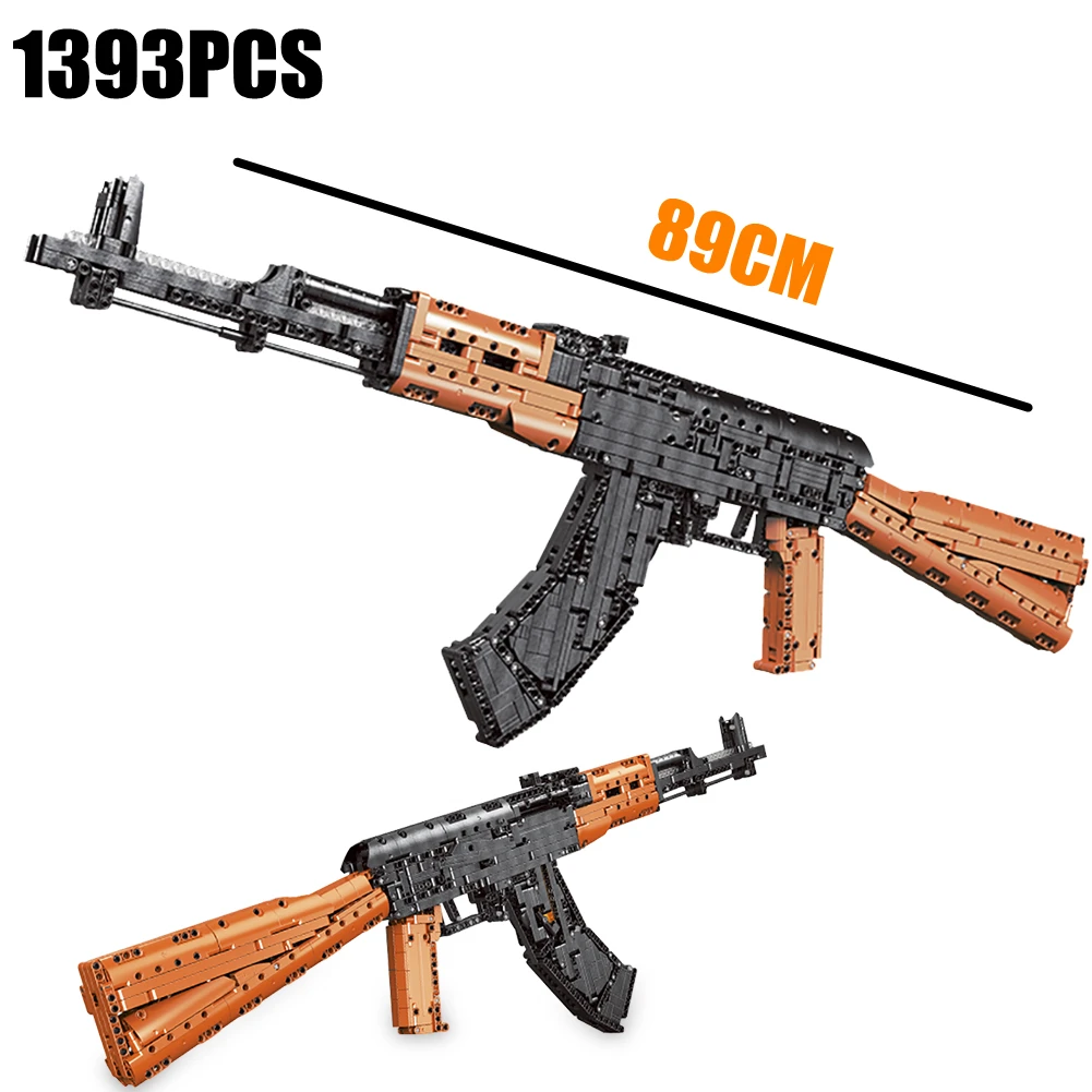

1393PCS Technical Guns AK47 Gun Big Model Building Blocks Bricks PUBG Military SWAT Weapon Toys for Children