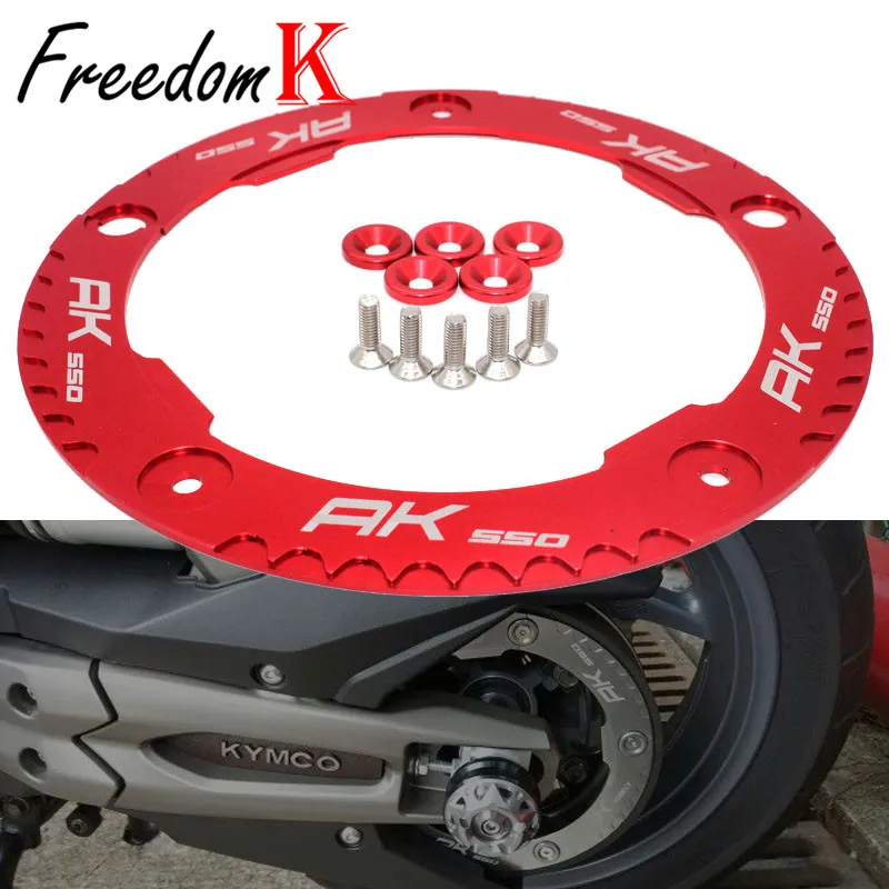 

For KYMCO AK550 AK 550 2017 2018 Motorcycle CNC Aluminum Red Transmission Belt Pulley Protective Cover With laser logo