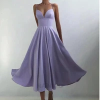 ranmo lavenderwhiteblackred satin evening party dresses spaghetti straps short prom gowns tea length midi