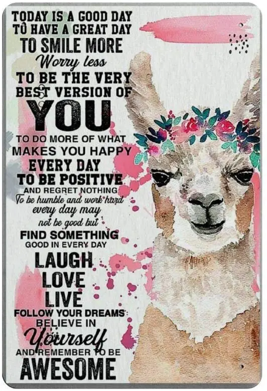 

Llama Follow Your Dreams Believe in Yourself Novelty Parking Retro Metal Tin Sign Plaque Poster Wall Decor Art Shabby