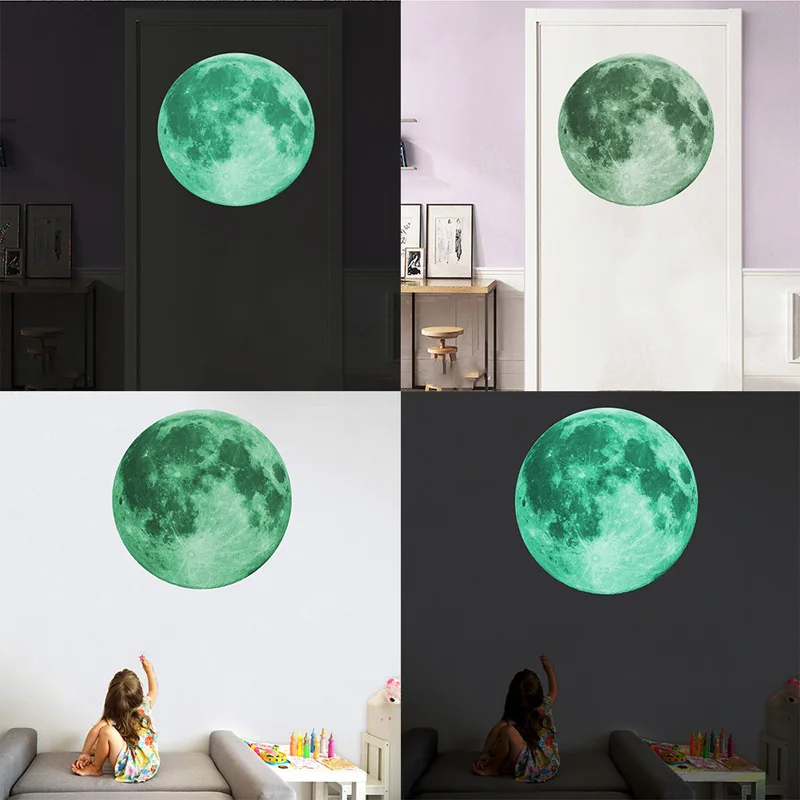 

30cm Luminous Moon 3D Wall Sticker for kids room living room bedroom decoration home decals Glow in the dark Wall Stickers