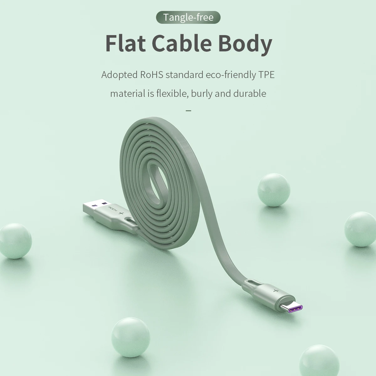 Плоский кабель для быстрой зарядки ROCK type-C 5A для samsung S9 S8 Xiaomi mi9 Redmi note 7 Super Fast Charging QC 4,0 шнур для передачи данных