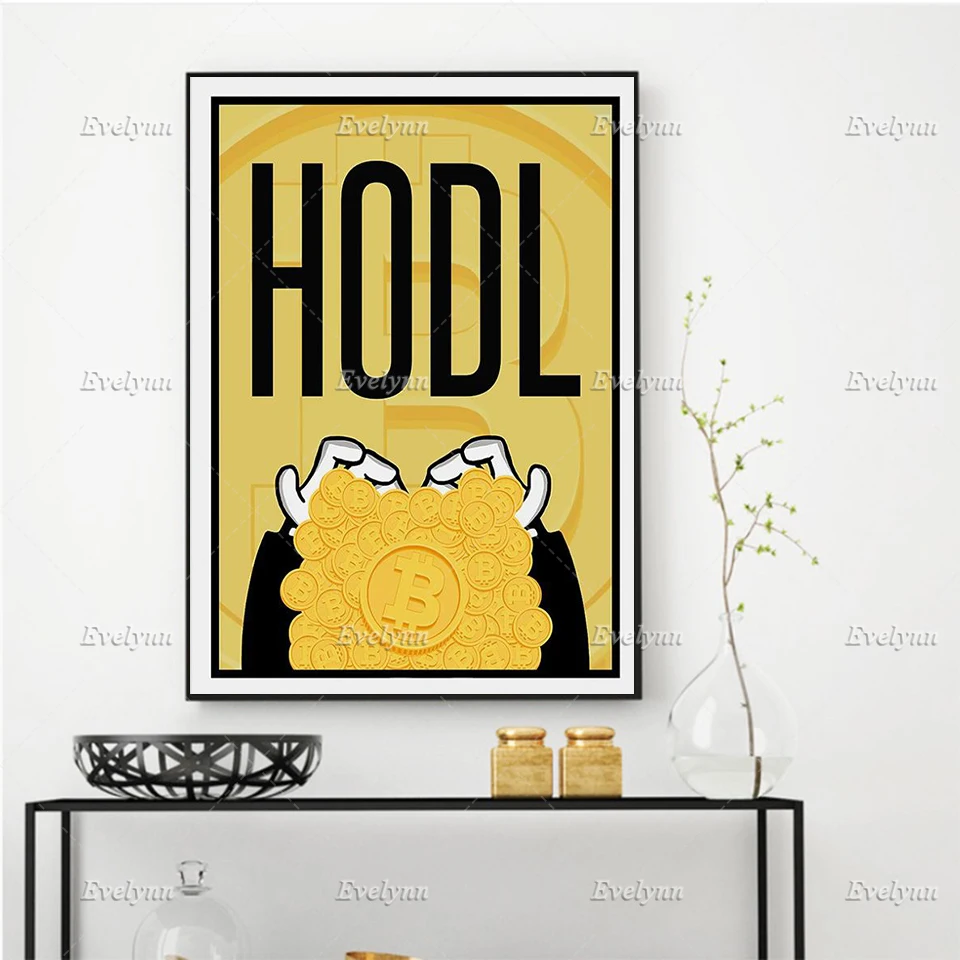 

HD Prints Modular Hodl Picture Canvas Painting Bitcoin Posters Currency Home Decor Money Wall Art For Living Room Floating Frame