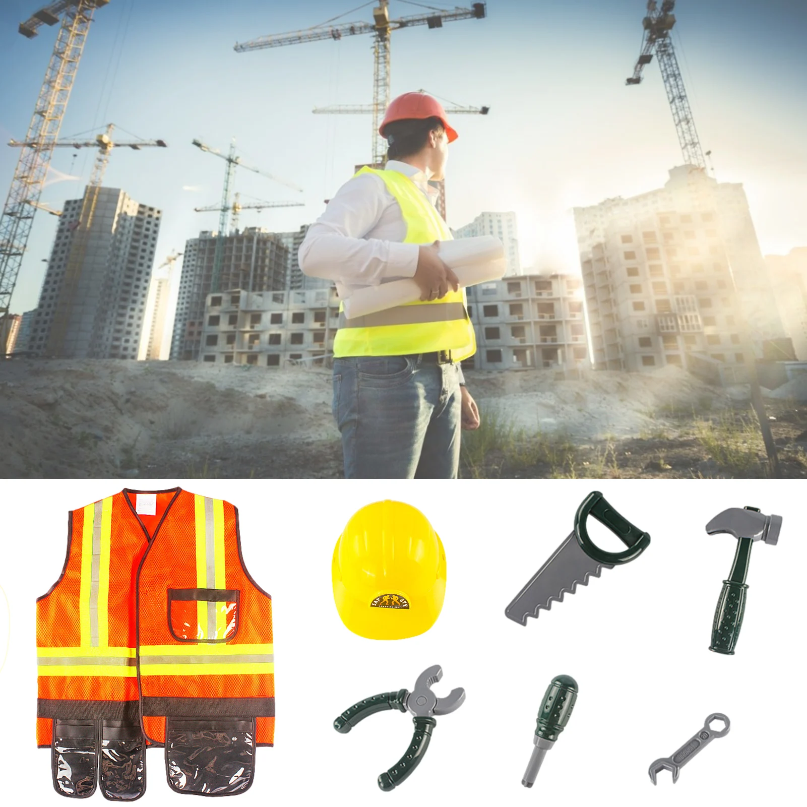 

Строительство костюм работника комплект для детей ролевые игры игрушка набор работник Косплэй карьера костюмы тяжелый