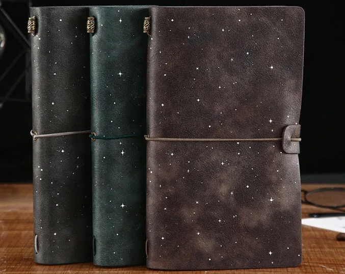 

Vintage Dreamy Sky Notebook Soft PU Cover With Bandage Creative Travel Planner Notes Retro Hand Account Book Students Diary Book