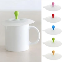 cute silicone cup cover with spoon holder heat resistant leak proof sealed lids cap dustproof suction cover tea coffee cup lid