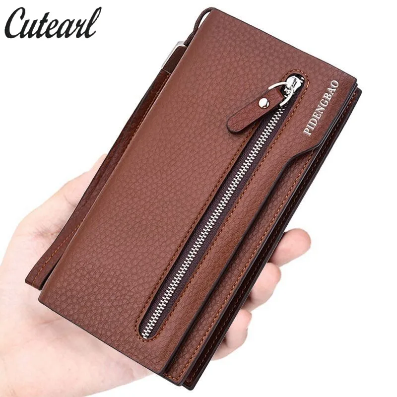

lychee-patterned Men's Clutch Bag Multi-function Wristlet Long Wallet Men's Big Capacity Credit Card Holder zipper Phone Bag