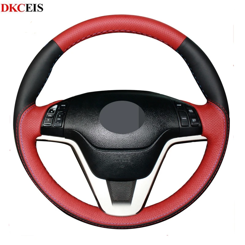 DKCEIS DIY черный мягкий красный чехол на руль из натуральной кожи для Honda CRV CR V 2007 2011