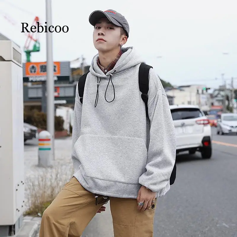 

Autumn New Hoodie Men Fashion Solid Color Casual Cotton Hooded Pullover Man Streetwear Hip Hop Loose Sweatshirt Large Size M-5XL